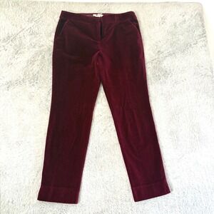 Boden Kew Pant‎ Trouser Red Burgundy Velvet Straight US 10L RL Christmas FLAW